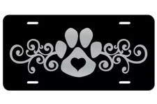 Dog Paw Heart Love Vanity Front License Plate Tag KCE337