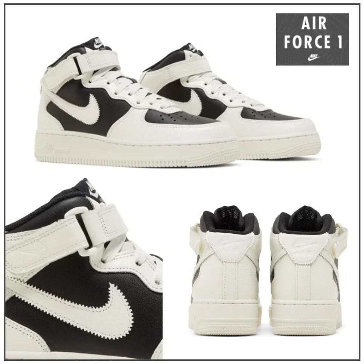Nike Air Force 1 Mid '07 BLACK-SAIL- Off White Reverse Panda