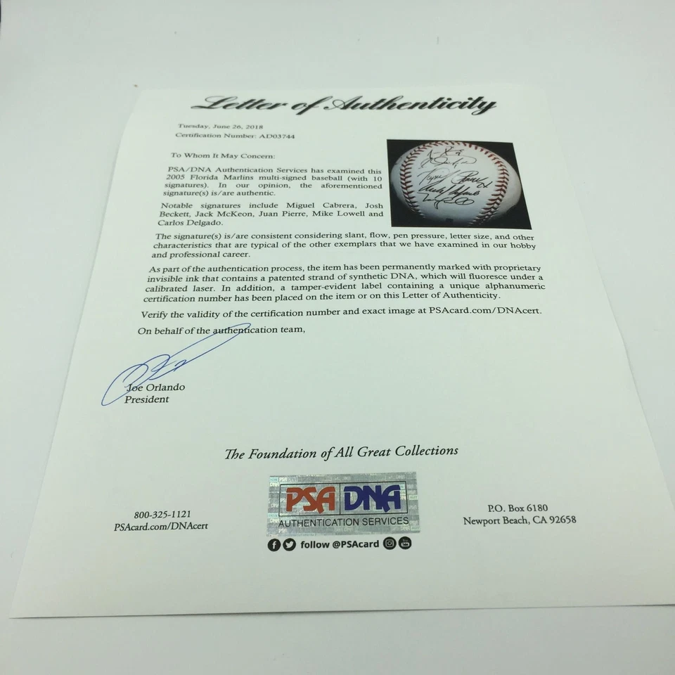 2005 Florida Marlins Team Signed Baseball Miguel Cabrera Josh Beckett PSA DNA - Image 3 of 4