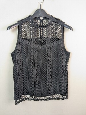 Dorothy Perkins Damen Größe 12 Schwarz Ärmellos Top