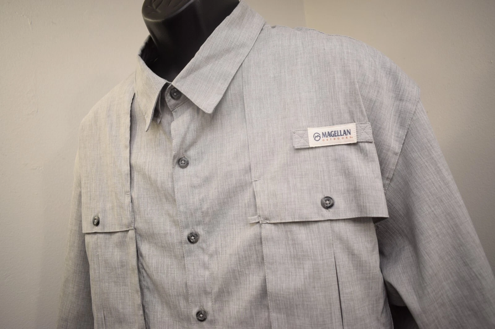 Magellan Vented Fishing Shirt Gray Relaxed Fit Wicking Short Sleeve Mens 4XL