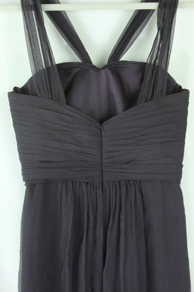 Vestido Amsale 2 púrpura dama de honor seda arrugado halter chifón para mujer  Foto 3 de 4