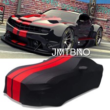 For Chevrolet Camaro Dustproof Black Red Stripes Stain Stretch Full Car Cover