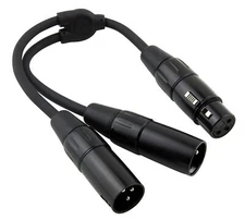 Pig Hog PY-XF2XM 6-Inch Y Cable, XLR (F)-Dual XLR (M)