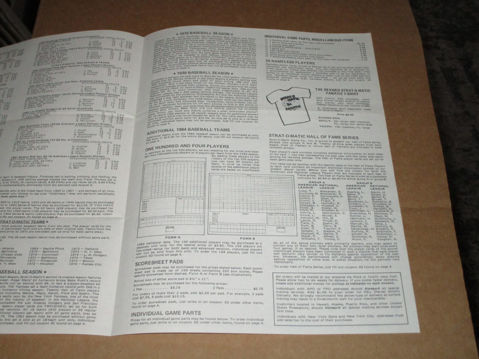 1984 STRAT O MATIC BASEBALL ORDER FORM COUPON EBay 1984 STRAT O MATIC BASEBALL ORDER FORM COUPON EBay
