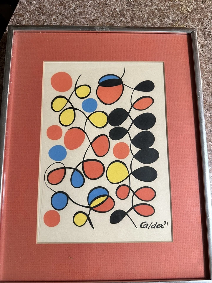 Alexander Calder vintage años 60 coloreado a mano Foto 2 de 3