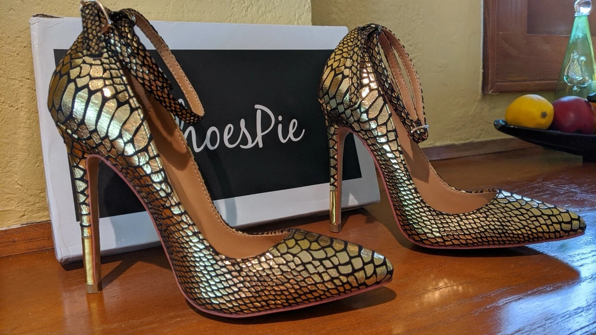 Black patterned clearance heels