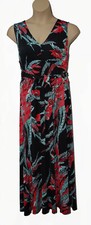 Klass Womens Maxi Dress size 20 Sleeveless Black,Teal & Coral Abstract Floral 