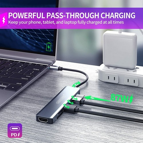 Adaptador multipuerto concentrador USB-C tipo C a HDMI 3.0 USB PD SD TF lector para HP Dell - Imagen 7 de 9