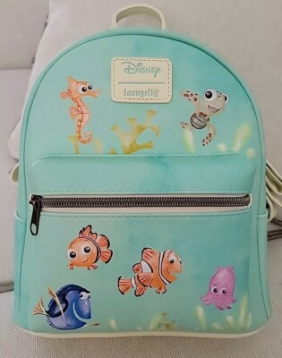 NWT LOUNGEFLY DISNEY FINDING NEMO DORY MINI BACKPACK PURSE SQUIRT TURTLE RARE 