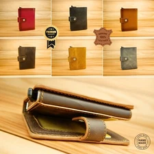 Genuine Leather Wallet Mechanical Card Holder RFID Protection Cash Compartment