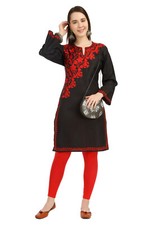 Kashmiri Embroidery Straight Women's Cotton Kurti, Kashmiri Kurti