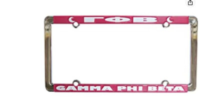 Gamma Phi Beta Chrome License Plate Frame, Die Cast, New, RETIRED ITEM