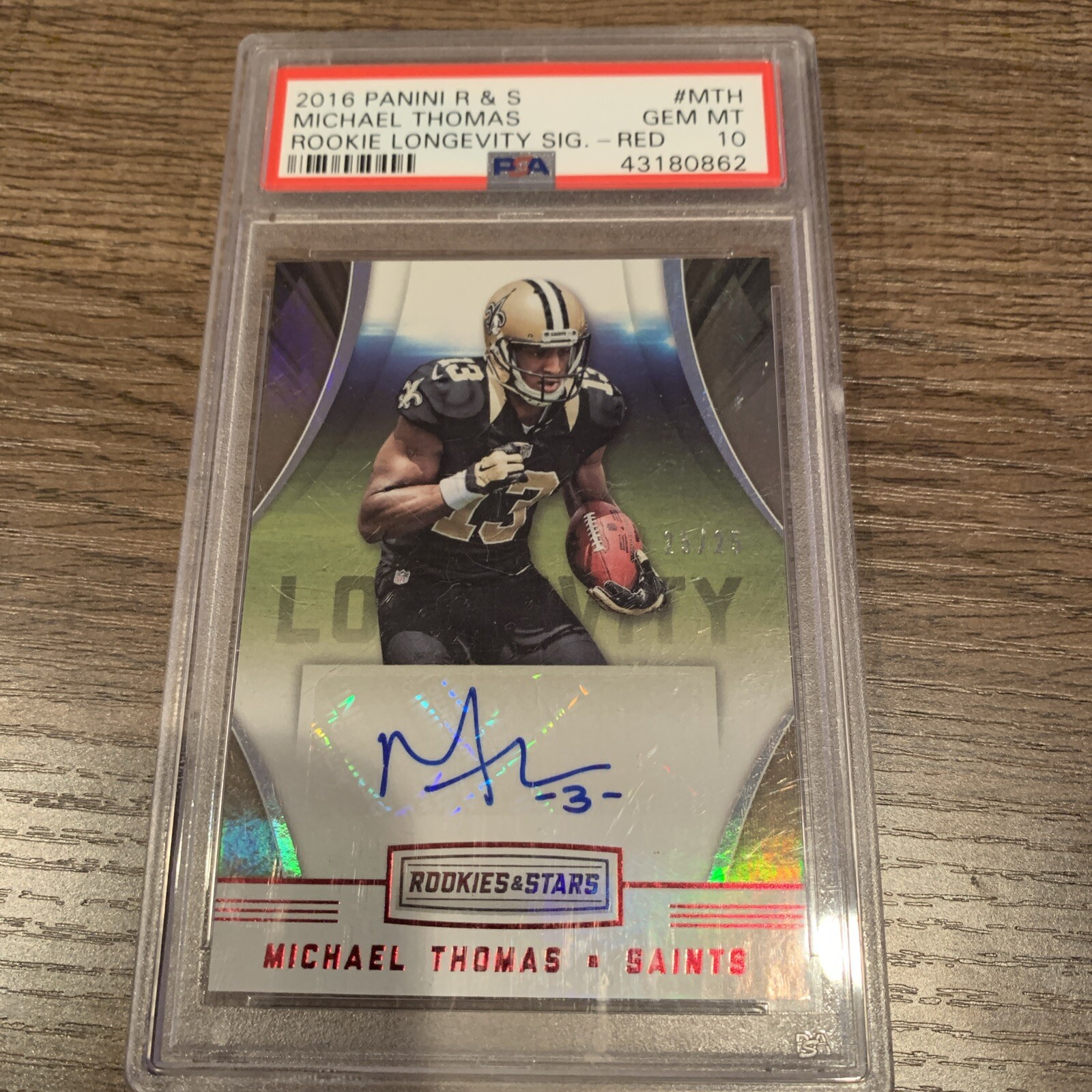 Michael Thomas Panini Rookies & Stars Longevity Signatures #MTH Red