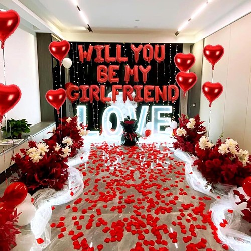 Will You Be My Girlfriend Balloons, 16inch Balloon Letters, Red Valentines Day P - Picture 4 of 5