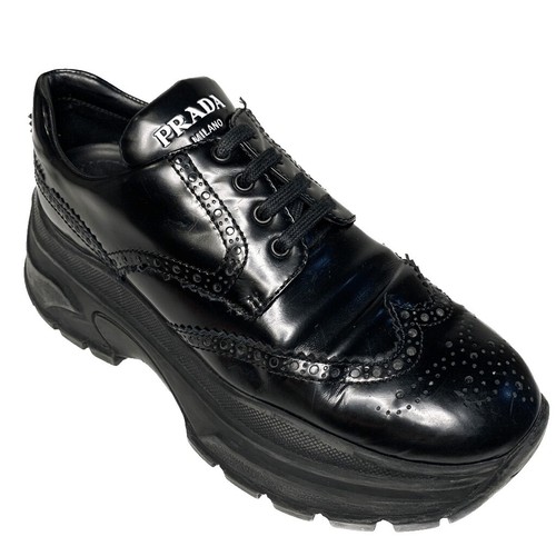 Prada Men's Brushed Leather Lace-up Shoes DNC115 Prada Size 8; US