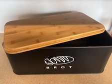 Schwarz - Brotkasten mit Deckel- Multifunktion, - GROSS