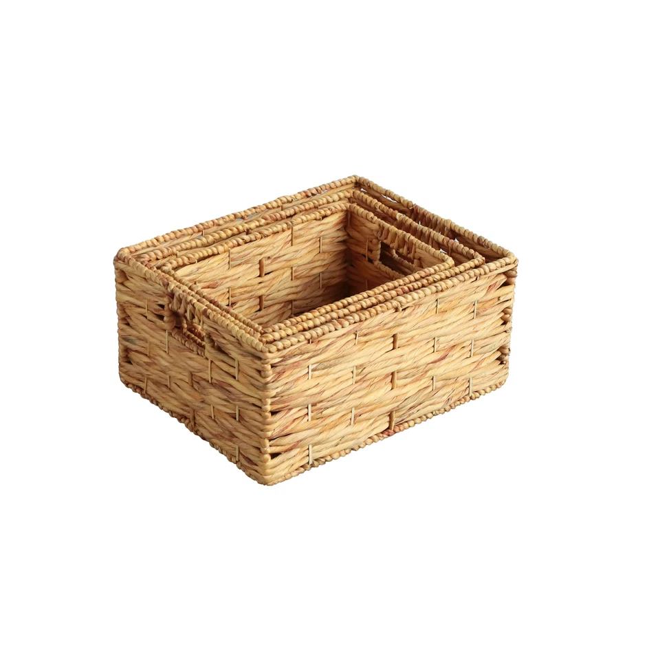 Eden Grace Set of 3 Hand Woven Wicker Baskets - Water Hyacinth Nesting Sizes for - Image 2 of 4