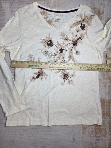 Coldwater Creek Shirt Womens Misses 14-16 Size Large Blouse Sequin Paisley NWT - Picture 3 of 9