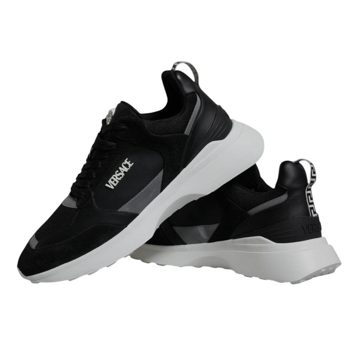 VERSACE Shoes Black Canvas Quad Fabric Medusa Low Top
