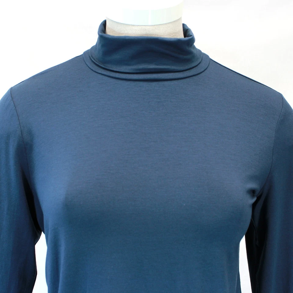 Blusa Camiseta Top Eileen Fisher Talla Grande Ocean Jersey Cuello Tortuga Manga Larga 1X Foto 4 de 4