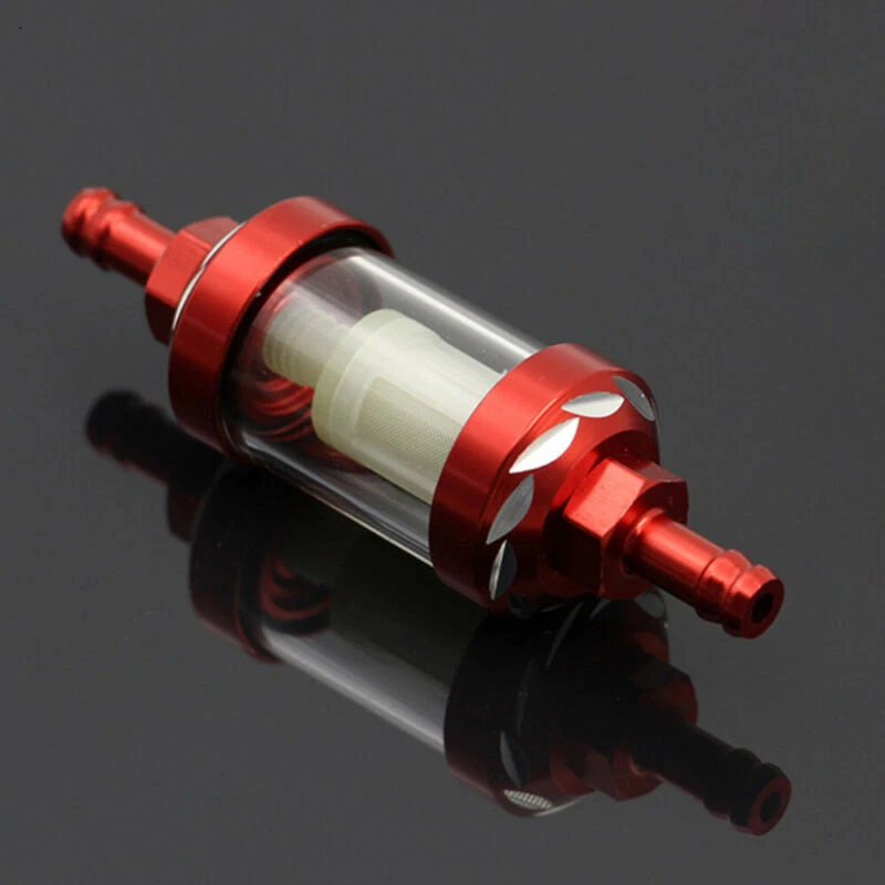 Universal Petrol Inline Fuel Filter Dirt Motorcycle Part Fit 8mm Pipes Red- - Image 3 of 4