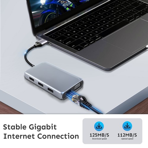 MaanBey Hub Docking Station 9 in 1 USB C Multiport Adapter with 4K HDMI USB 3.0 - Picture 6 of 9