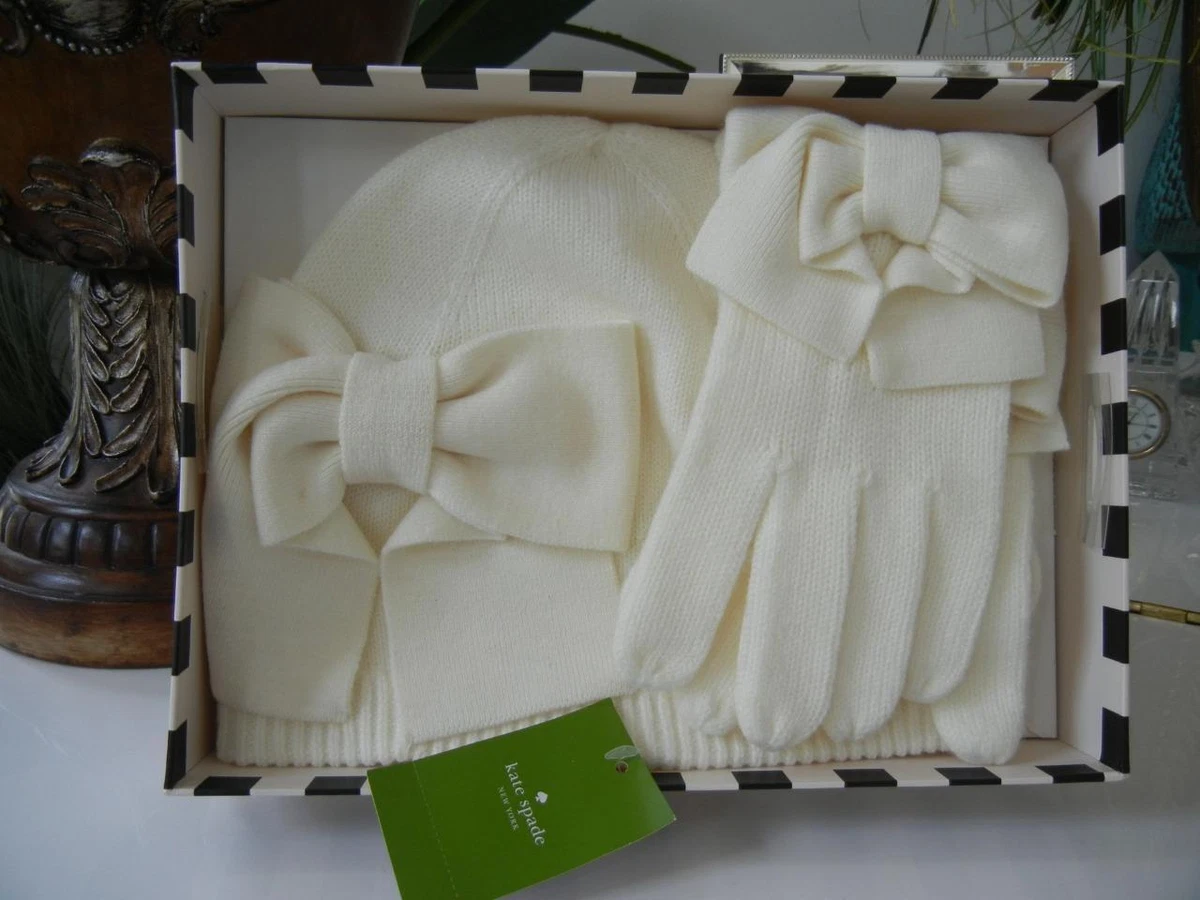 NIB KATE SPADE DOROTHY BOW BEANIE WINTER HAT CAP BOW GLOVE  display picture 1