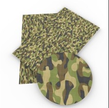 Camo Camouflague FAUX LEATHER SHEET 8 x 12" 1062784 camo LITCHI TEXTURE