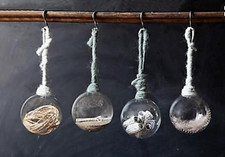 Creative Co-op Natures Christmas 3 3/4" Glass Ball Ornament Wool Hanger Set of 4