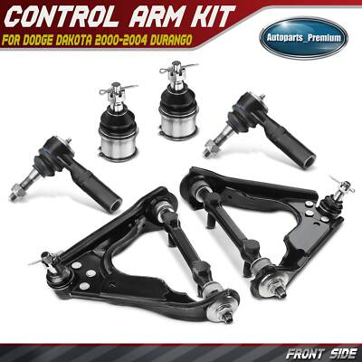 6x Front Control Arm w/Ball Joint Tie Rod End for Dodge Dakota 00-04 Durango 4WD
