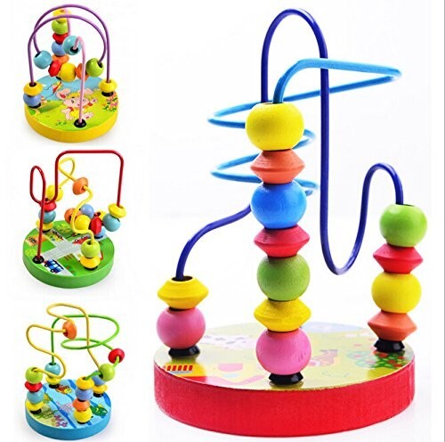 Baby Montessori Pädagogisches Mathe Spielzeug Holz Mini Kreise Perlen Draht Labyrinth Puzzle - Bild 2 von 6