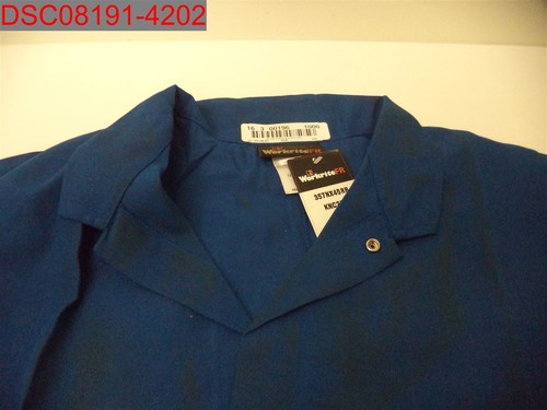 Stain, QTY=8 WorkriteFR Men's Blue Lab Coat with Knit Cuffs, Sz 4XL 883392710579 - Picture 3 of 10