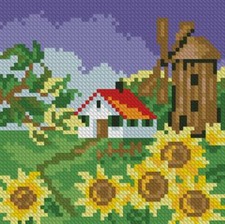 Diamond painting kit - Sunflowers at the mill by Diamondmosaic