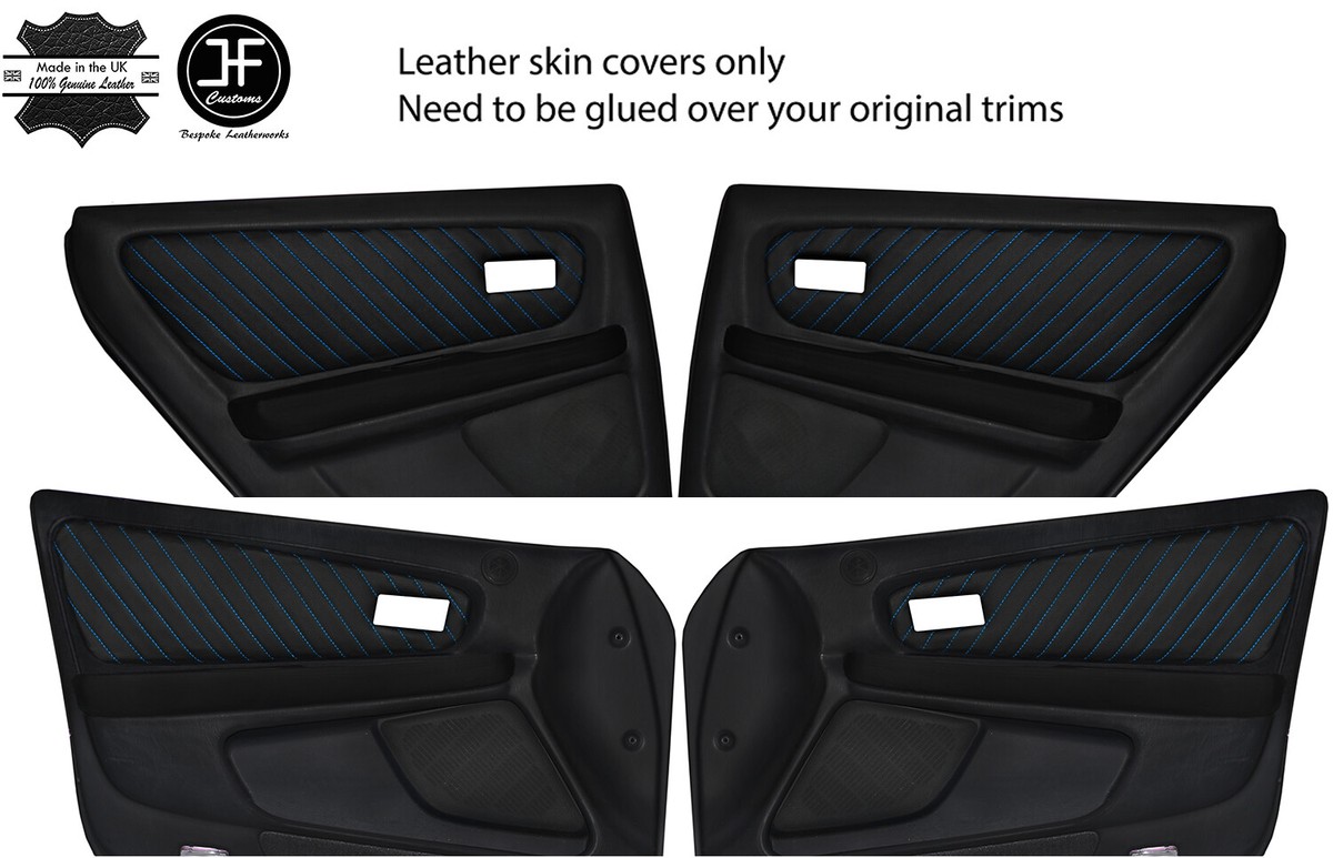 BLUE STITCH 2X FRONT+REAR DOOR CARD TRIM COVERS FOR TOYOTA JZX 100