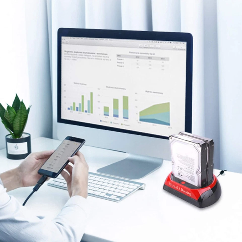 HDD SSD Dockingstation Festplatten USB Dual 2,5" 3,5" IDE SATA Kartenleser Retoo - Bild 4 von 4