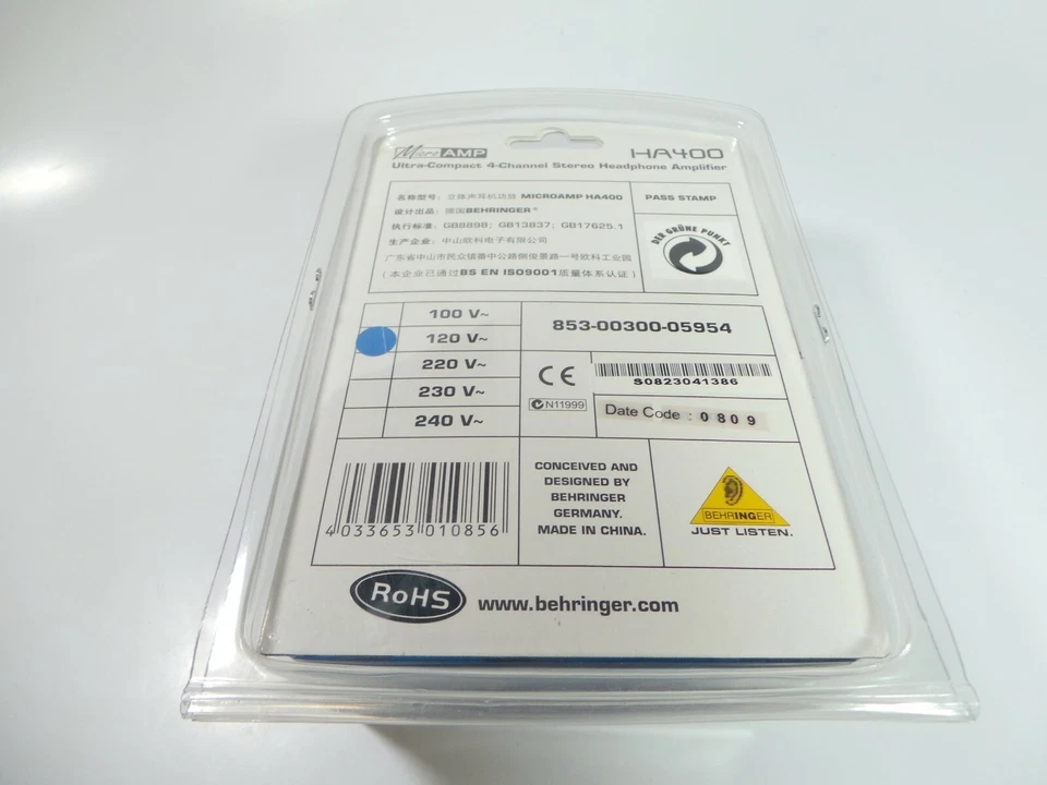 MICROAMP HA400 BEHRINGER ULTRA-COMPACT 4-CHANNEL STEREO HEADPHONE AMPLIFIER - Image 2 of 2