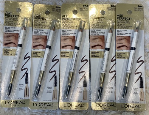 (5) Loreal Age Perfect Magnifying Brow Pencil 0.02 oz Sealed 204 - Deep Brown
