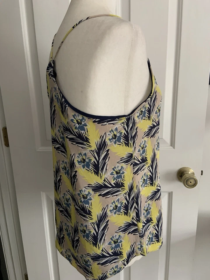Camiseta regata J Crew estilo seda alça espaguete cami tropical floral tamanho 4 - Imagem 2 de 4