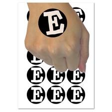 Letter E Uppercase Cute Typewriter Font Temporary Tattoo Water Resistant Set