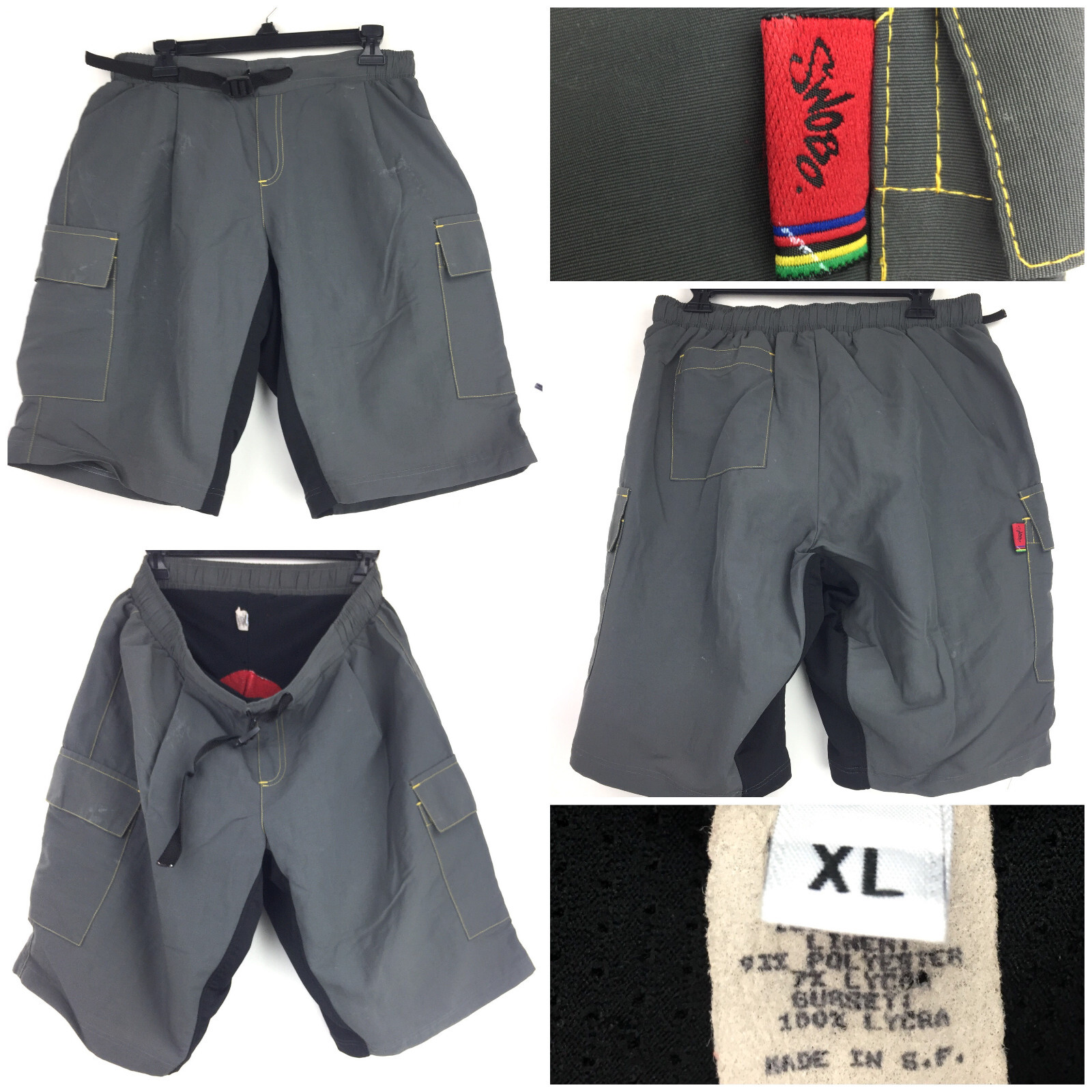 Vtg Swobo XL (30-34 in Waist) Gray Nylon Belted Cycling Sewn