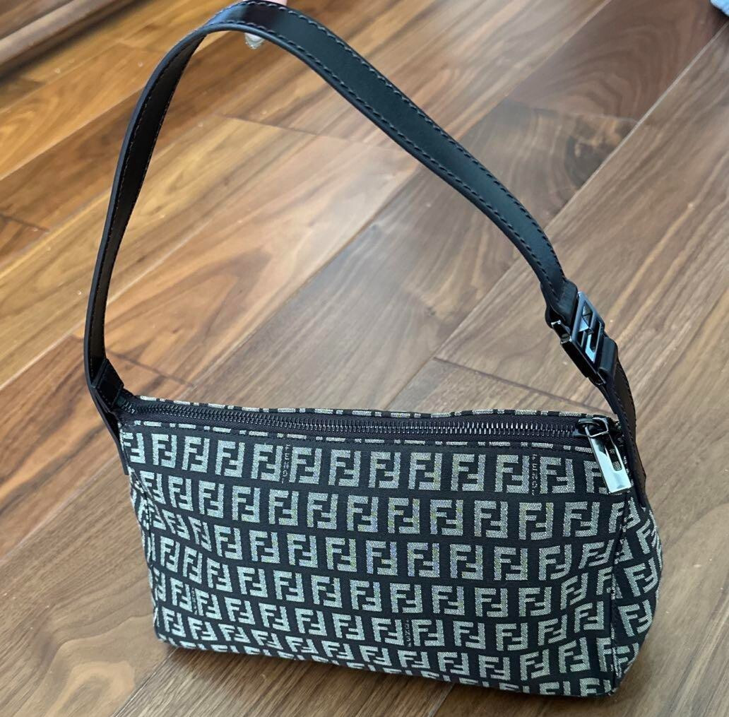 Fendi Vintage Zucca Canvas Shoulder Bag Monogram Handbag Authentic From Japan
