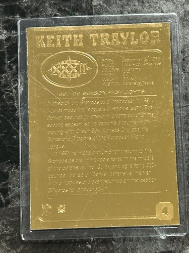 Danbury Mint 1999-2001 22K Gold Legends #4 Keith Traylor @QY07 - Imagen 2 de 2