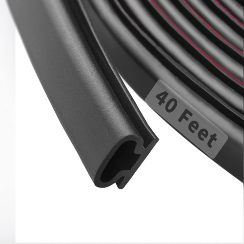40 Feet Rubber Weather Stripping Door Seal Strip, Self-Adhesive Backing D-Sha...