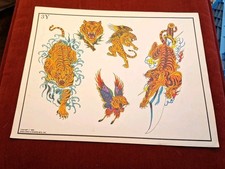 Vintage Spaulding Rogers Pinky Yun tattoo flash sheet