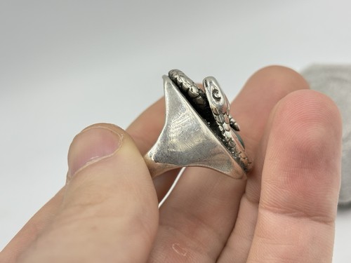 Großer Vintage Navajo Sterlingsilber Türkis Schlange Indianer Herren Ring - Bild 8 von 9