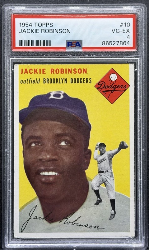 1954 Topps Jackie Robinson (White Back) #10 PSA 4 HOF Centered Great Eye Appeal