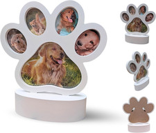 5 Opening Paw Print Shaped Frame with Curved Base  White  7 x 2.4 x 1 inch ...