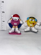 Vintage M&M’s Wall Hooks Santa Hat & Yellow Ice Skater Mars Candy Character