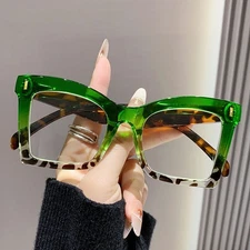 Anti Blue Light Reading Glasses Women Square Oversize Fashion Clear Lens Readers